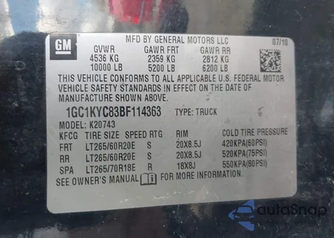 2011 Chevrolet Silverado 2500Hd Ltz from USA, damaged, VIN 1GC1KYC83BF114363